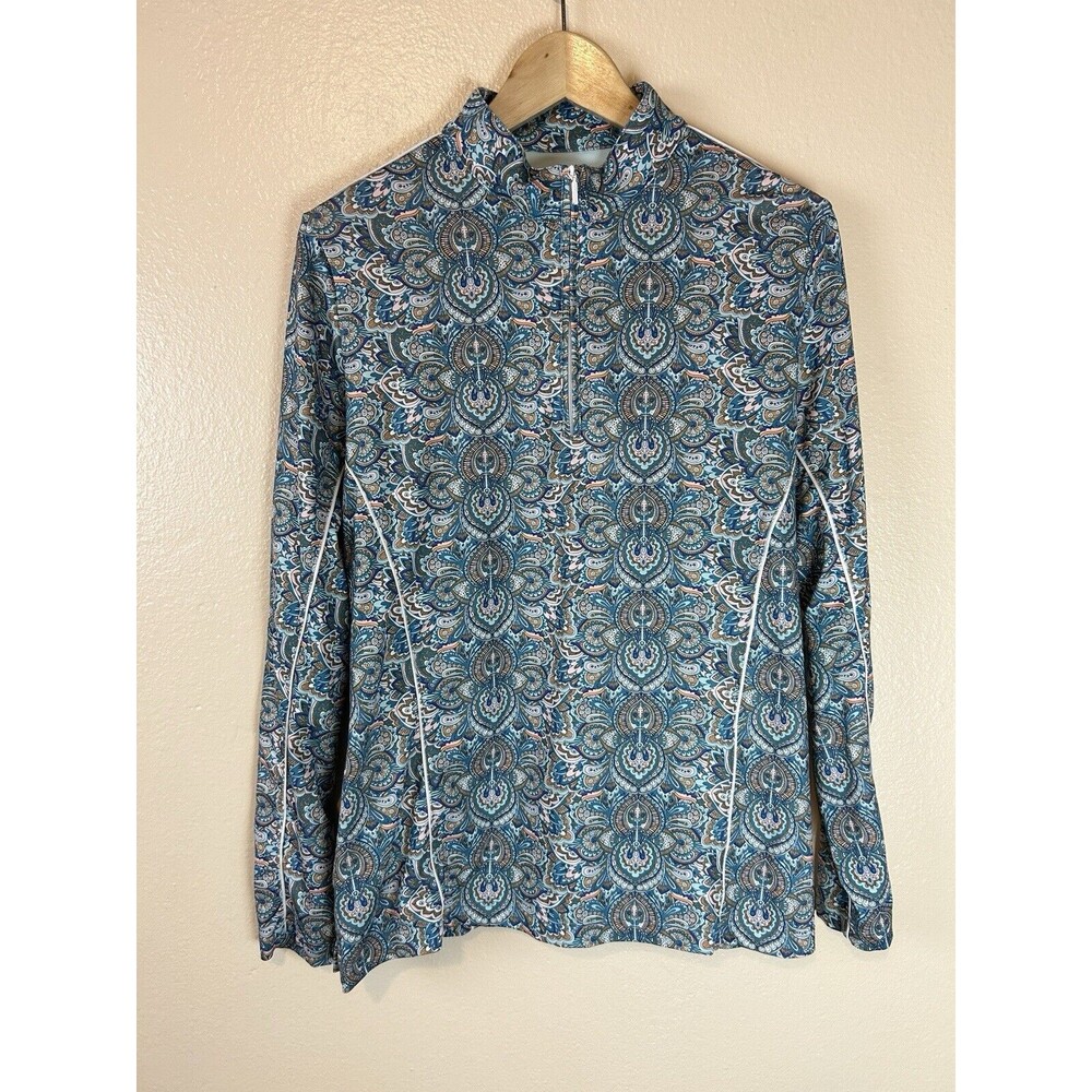 Peter Millar Blue Patterned Short Sleeve Top